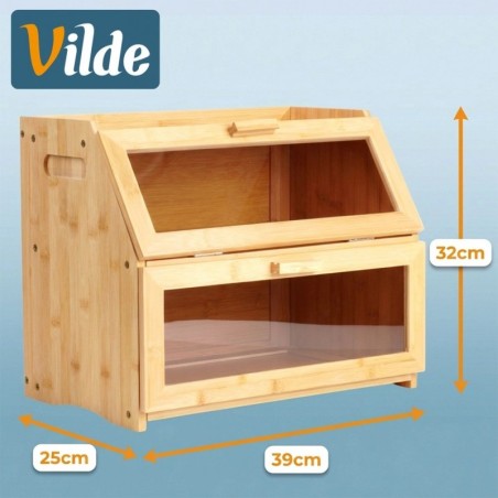 Kahekorruseline bambusest leivakast, 39x25x32 cm | FreshDesign.ee