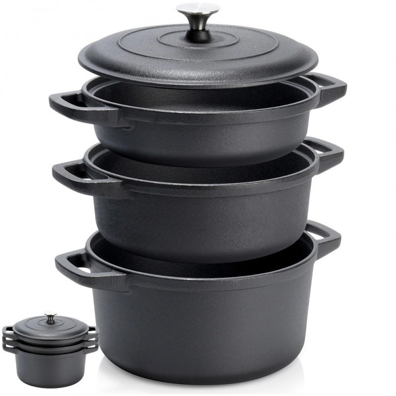 Kaanega malmist pottide komplekt CAST LINE... | FreshDesign.ee