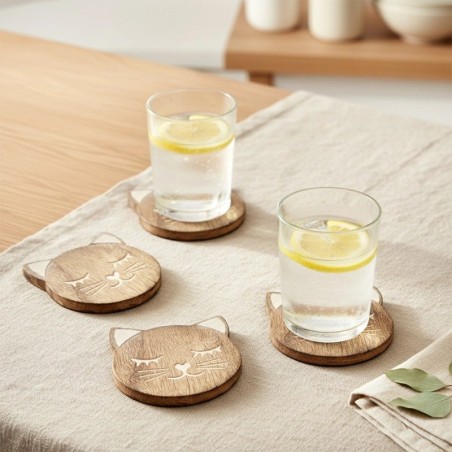 MANGO puidust kruusialused 10x11cm 4 tk.