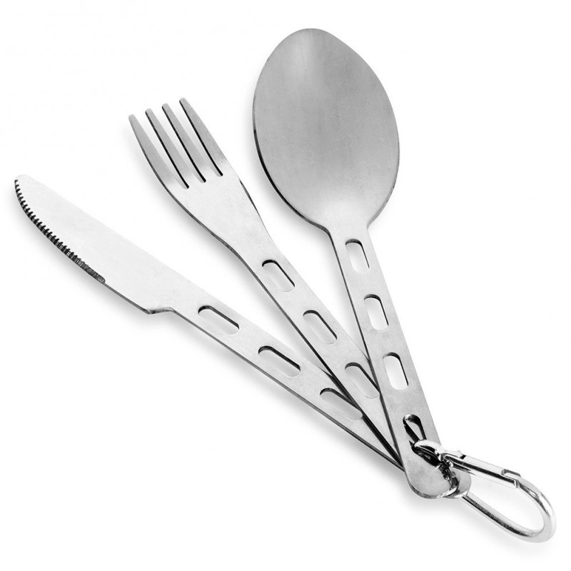 Karabiiniga turismisöögiriistad, teras, 3 tk. | FreshDesign.ee