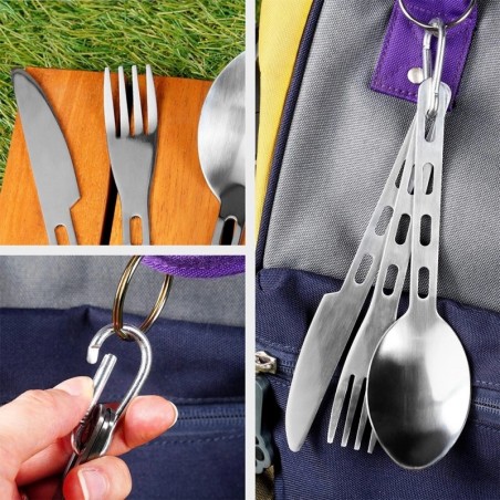 Karabiiniga turismisöögiriistad, teras, 3 tk. | FreshDesign.ee