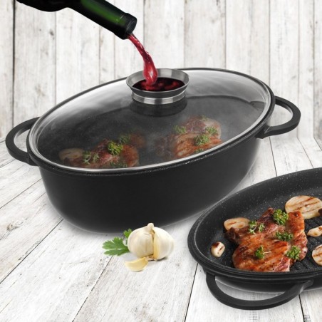 Graniit röstpann kaanega 3in1 GRANDE 10 l, 43x28 cm