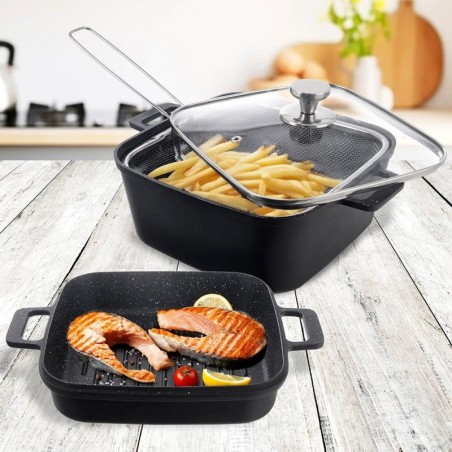 Klaaskaanega graniitpott, grillpann, korv GRANDE 2+4 l