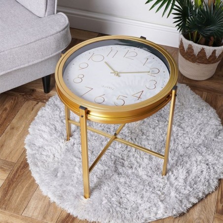 Diivanilaud metallist kullast kellaga 42x40 cm