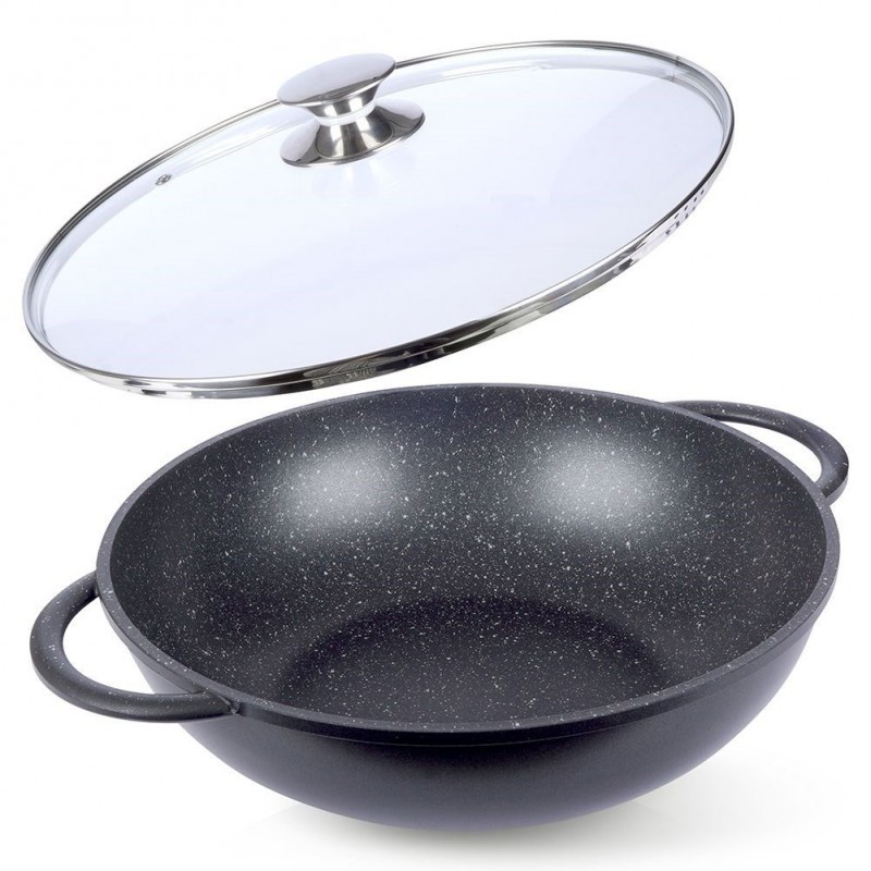 Klaaskaanega graniidist wokpann GRANDE 32 cm | FreshDesign.ee