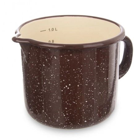 Pruun emailtass koos mõõtetopsiga BROWN 1, 2 liitrit