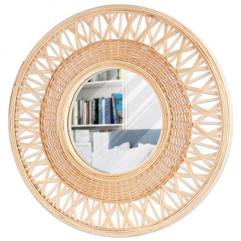 Beež puidust seinapeegel ümmargune 56 cm | FreshDesign.ee