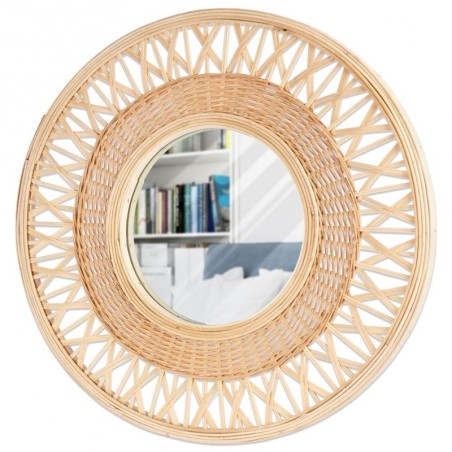 Beež puidust seinapeegel ümmargune 56 cm | FreshDesign.ee