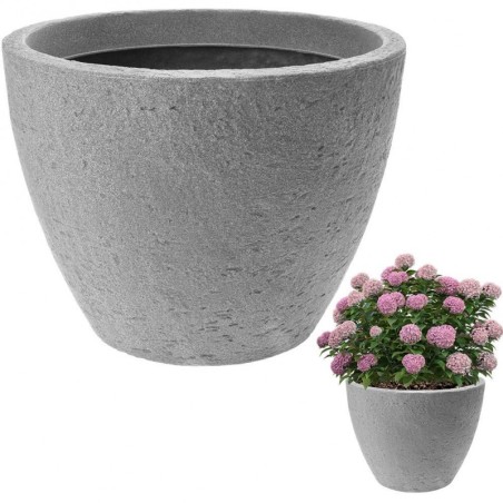 Plastikust aiapott, hall, ümmargune, 37,5x48 cm | FreshDesign.ee