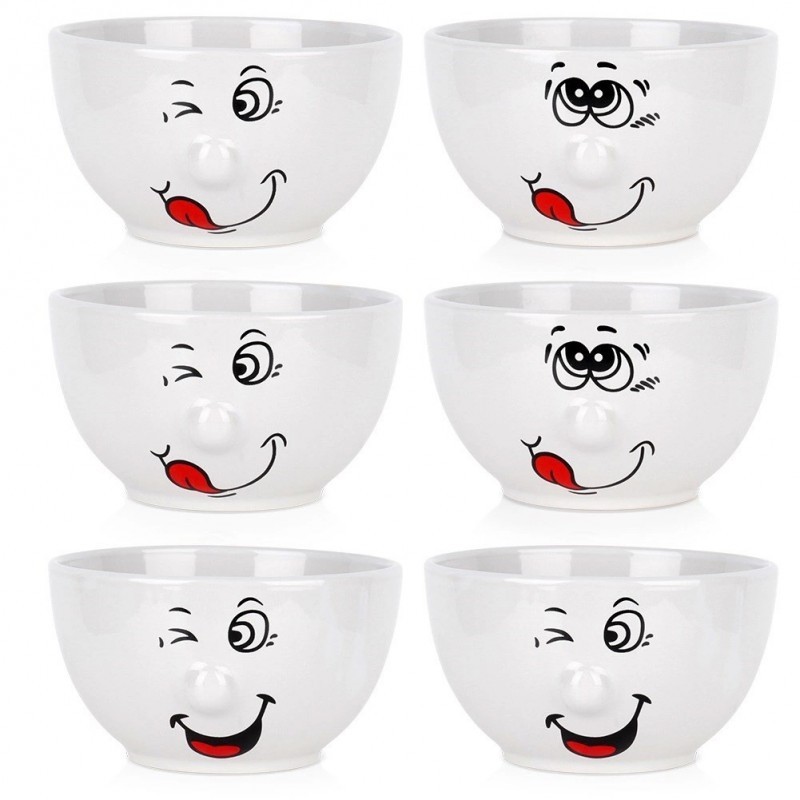 Keraamilised emotikonid 13,5 cm, 550 ml, 6 tk. | FreshDesign.ee