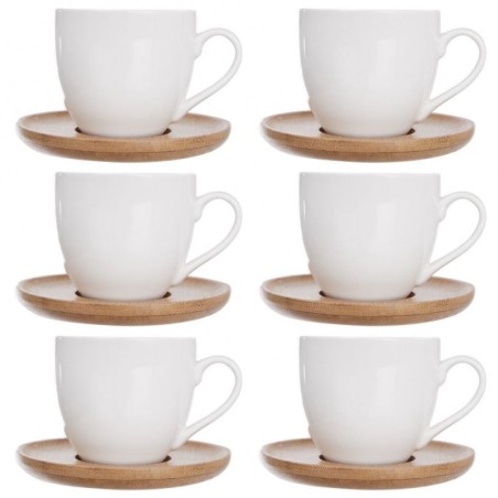 Valge portselanist tass alustassiga WHITELINE 100 ml 6 tk.