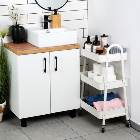 Ratastega riiul, metall, valge, 3-tasandil... | FreshDesign.ee