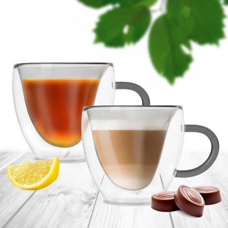 Kaheseinalised termoklaasid kohvi ja tee jaoks DOUBLE 280 ml 2 tk.