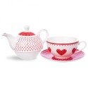 Teekann tassiga, portselan, südamed, TECKA... | FreshDesign.ee