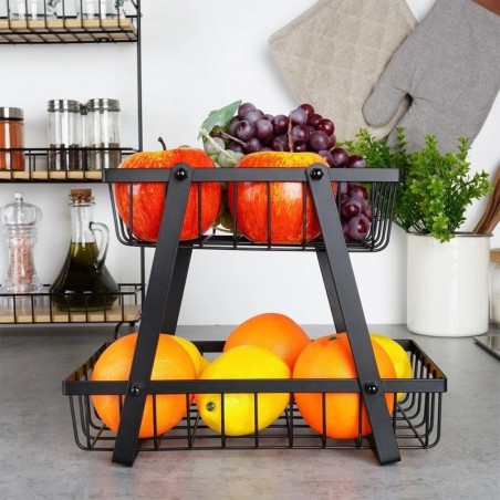 Must metallist puuviljakorv, 2 taset | FreshDesign.ee