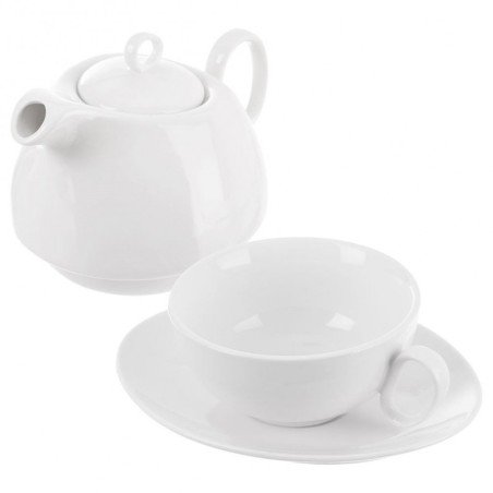 Teekann tassiga, valge portselan, MONA, 3 tk. | FreshDesign.ee