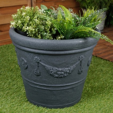 Plastikust aiapott, hall, ümmargune, 38x33 cm