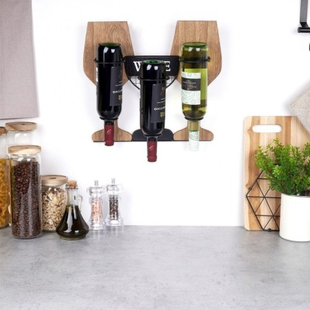 Veinipudeli hoidja puidust metallist 40x11x35 cm | FreshDesign.ee