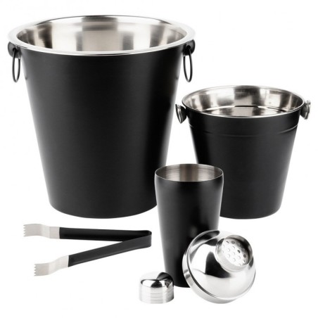 Baarikomplekt shakeriga, teras, must, 4 tk. | FreshDesign.ee