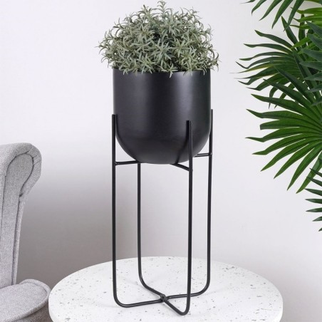 Lillepott alusel, metall, must, 16,5x42 cm