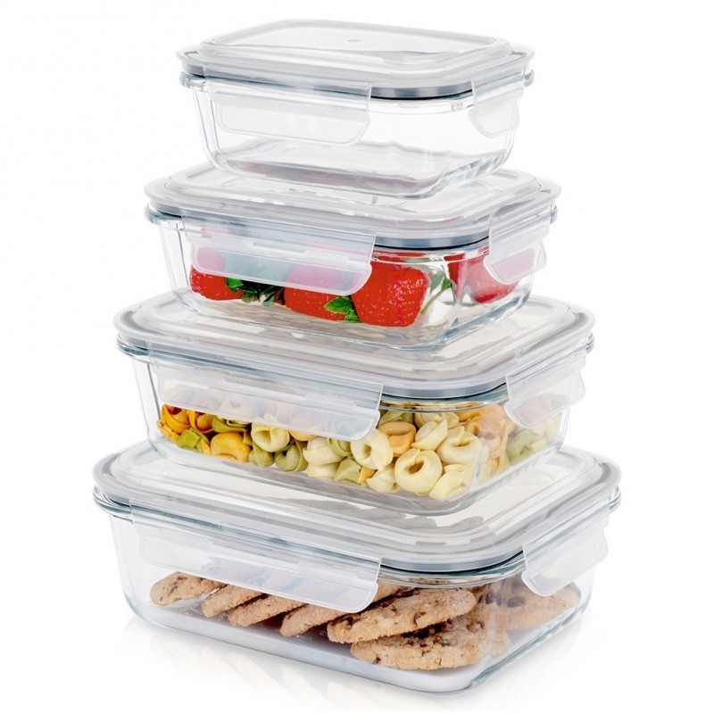 Klaasist toidunõud kaane ja tihendiga 4 tk. | FreshDesign.ee