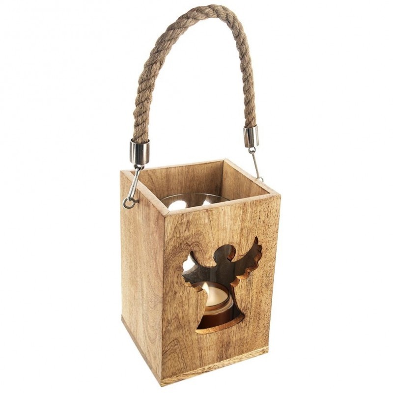 Puidust ingli küünal latern MANGO 20,5 cm | FreshDesign.ee