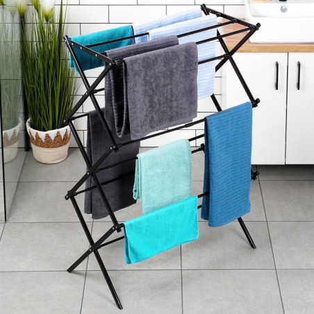 Must metallist vertikaalne pikendatav pesurest 44,5-75x37,5x105 cm