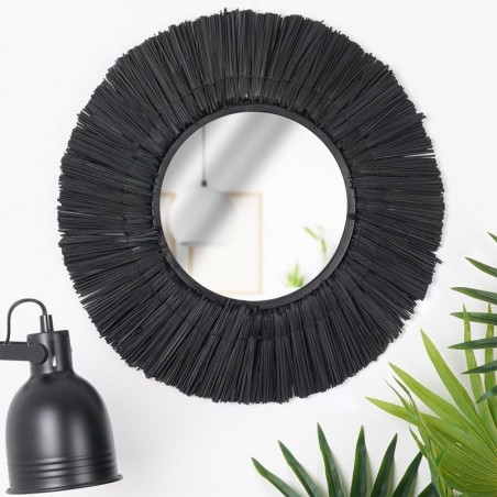 Seinapeegel must ümmargune 42 cm