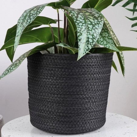 Punutud lillepoti kate, must, 23x22 cm