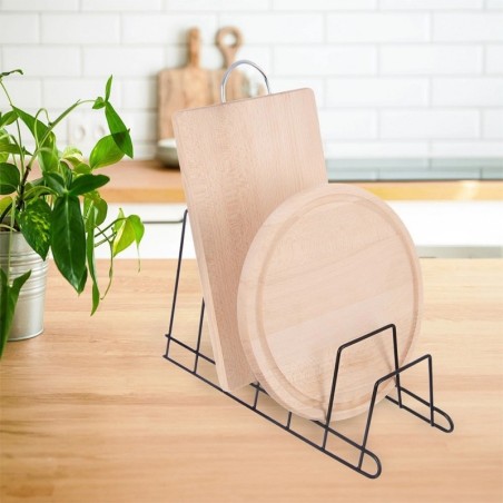 Mustast metallist alus kaantele ja taldrikutele RADKA 34,5x14x19 cm