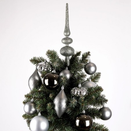 Hõbedased jõulukuuse ehted, purunemiskindlad, 19 tk.