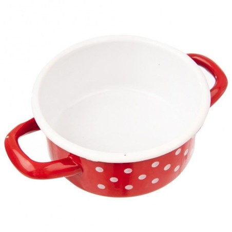 TECKA punase täpiline emailitud pott 12 cm, 600 ml