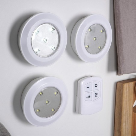 LED öölamp isekleepuva teibiga, pult, 9,5 cm, 3 tk.