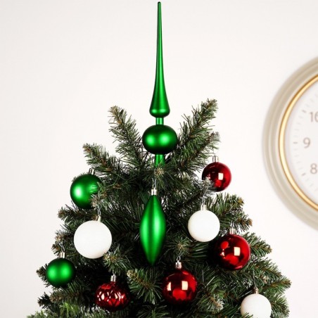 Jõulupuu ehted teravikuga, purunematud, roheline, punane, valge, 19 tk.