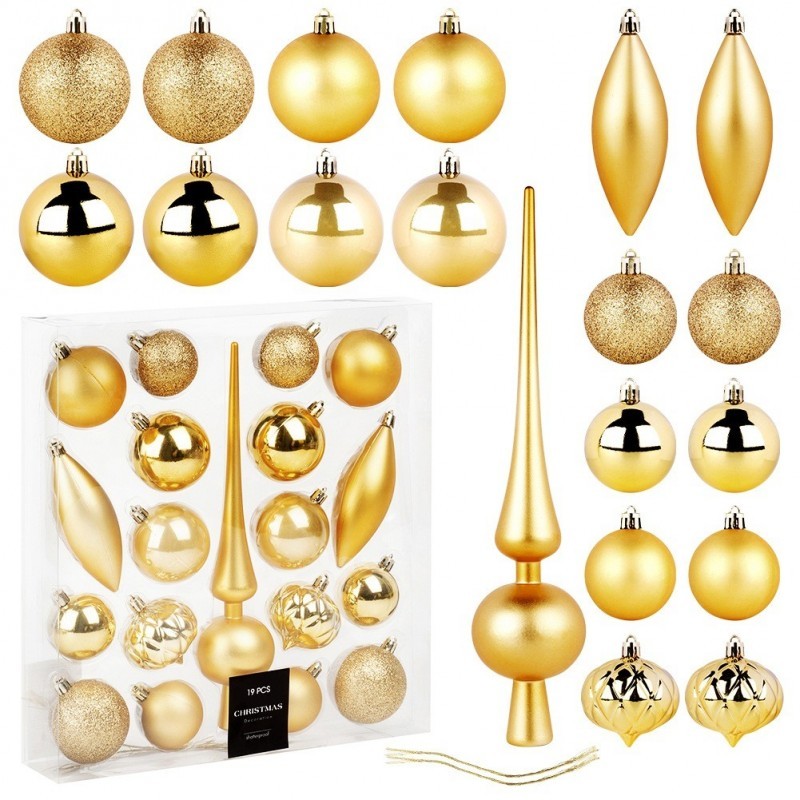 Purunemiskindlad jõulukuuse ehted, kuld, 19 tk. | FreshDesign.ee
