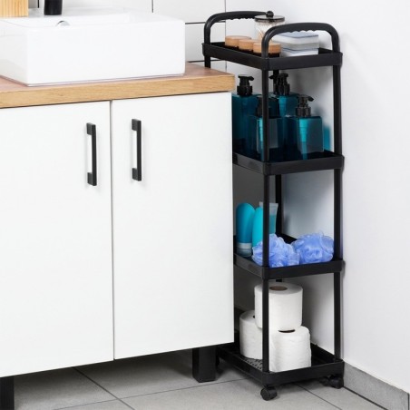 Ratastel riiul must 4-tasandiline 30x21x86 cm | FreshDesign.ee