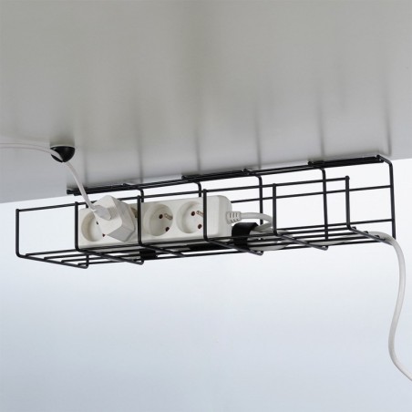 Kaablikorraldaja lauaplaadi all, metallist must