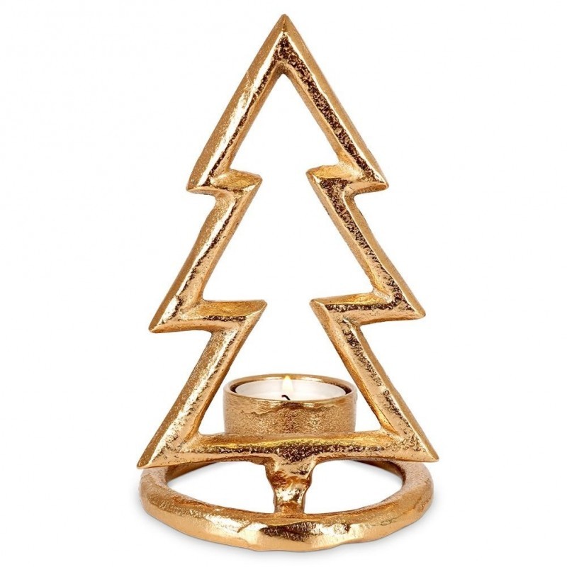 Alumiiniumist küünlajalg kuldne jõulupuu 16 cm | FreshDesign.ee