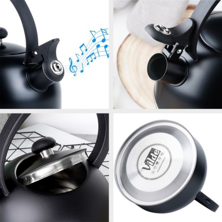 Veekeetja vilega, teras, must, 2 l | FreshDesign.ee