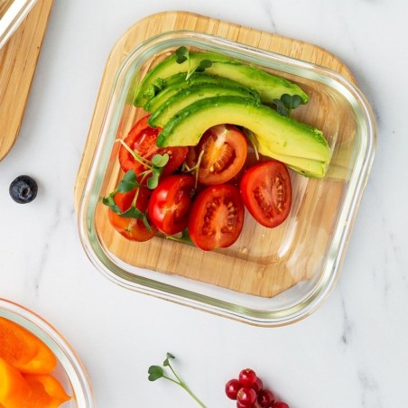 Klaasist toidunõu bambusest kaane ja tihendiga ARIZONA ahjunõu 750 ml