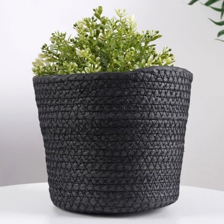 Punutud lillepoti kate, must, 19x15,5 cm