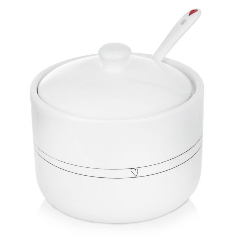 Suhkrutoos lusikaga keraamiline valge SÜDA... | FreshDesign.ee