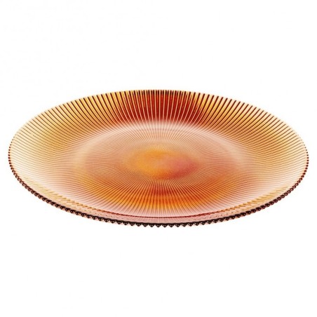 Õhtusöögitaldrik madal klaasist merevaigukollane 28 cm