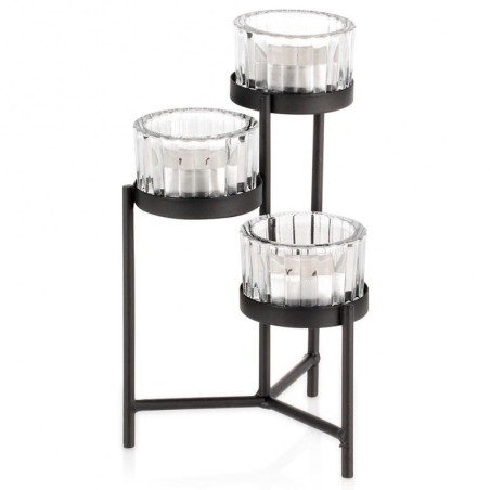 Must metallist klaasist vaheseintega küünl... | FreshDesign.ee