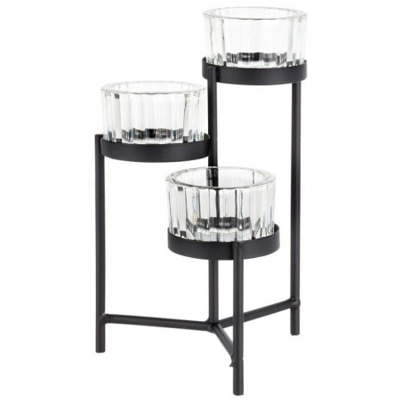 Must metallist klaasist vaheseintega küünl... | FreshDesign.ee