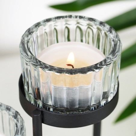 Must metallist klaasist vaheseintega küünl... | FreshDesign.ee