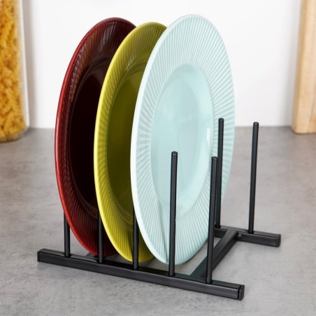 Alus kaante ja taldrikute jaoks, metall, must, 19,5x12,5x12 cm