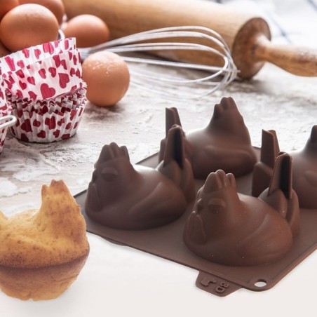 Silikoonküpsise ja pralinee vorm, pruun kana