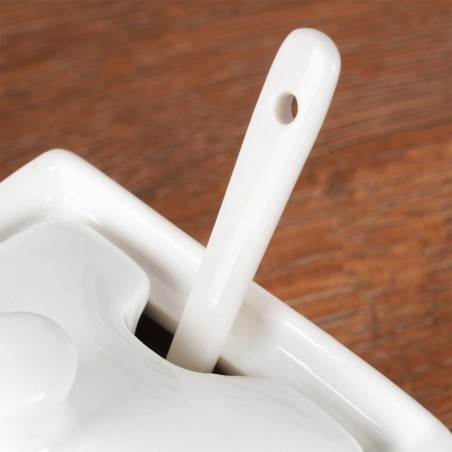 Suhkrutoos lusikaga, valge portselan, 200 ml | FreshDesign.ee