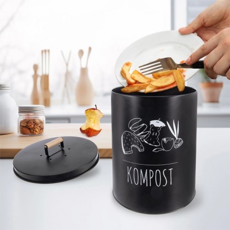 Köögikomposter süsinikfiltriga, metall, must MUST 8 liitrit